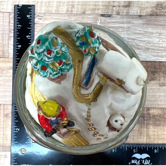 Vintage Glass Jar With Christmas Scene Ceramic Cork Lid - Picture 6 of 6